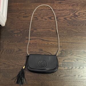 Gucci Black Crossbody Bag with Gold Chain